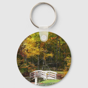 Seven Springs Fall Bridge I Autumn Landscape Keychain