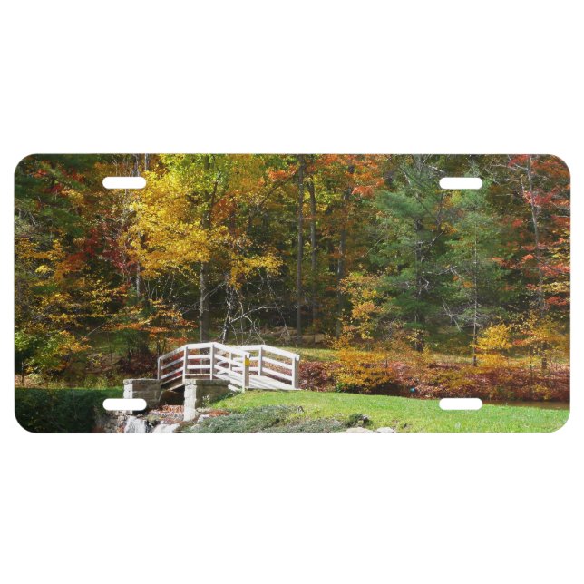 Seven Springs Fall Bridge I Autumn Landscape License Plate (Front)