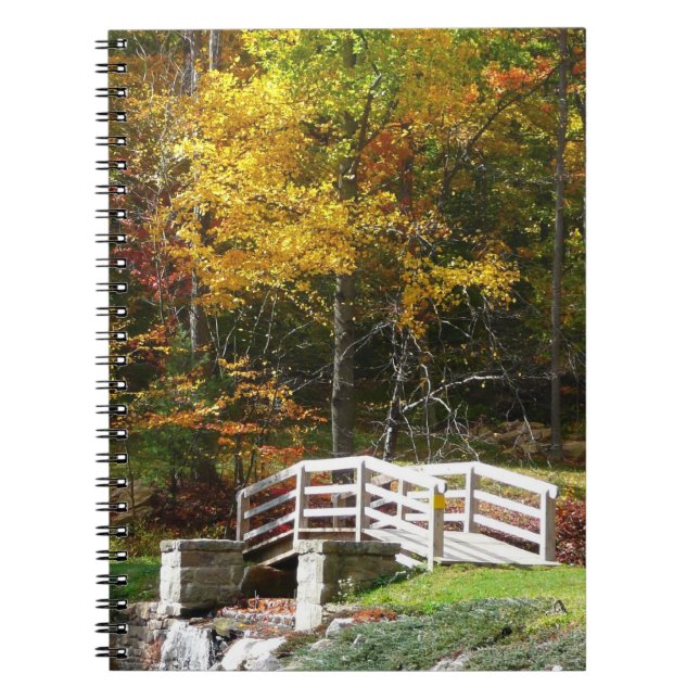 Seven Springs Fall Bridge I Autumn Landscape Notebook (Front)