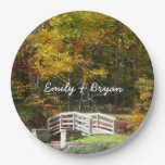Seven Springs Fall Bridge I Autumn Landscape Paper Plates