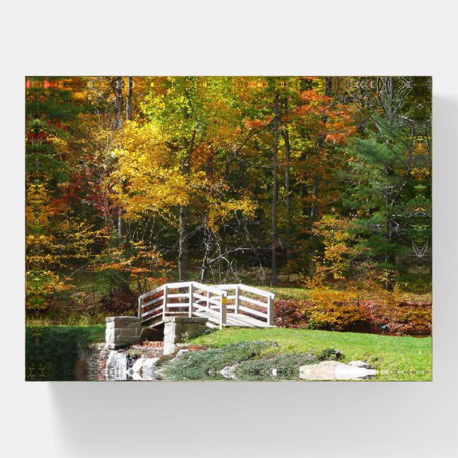 Seven Springs Fall Bridge I Autumn Landscape Paperweight (Front)