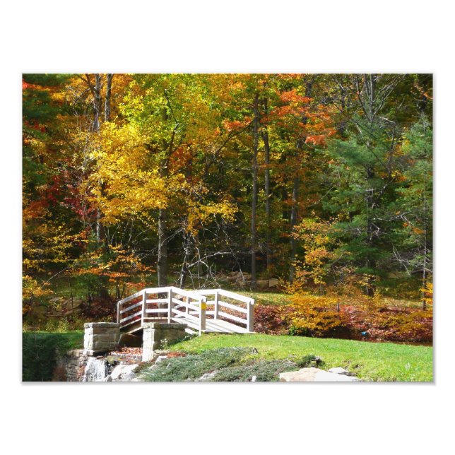 Seven Springs Fall Bridge I Autumn Landscape Photo Print (Front)
