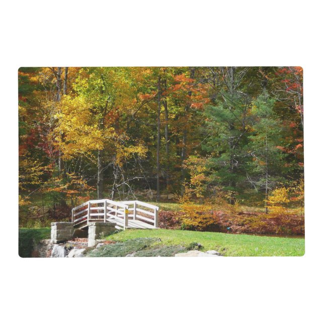 Seven Springs Fall Bridge I Autumn Landscape Placemat (Front)