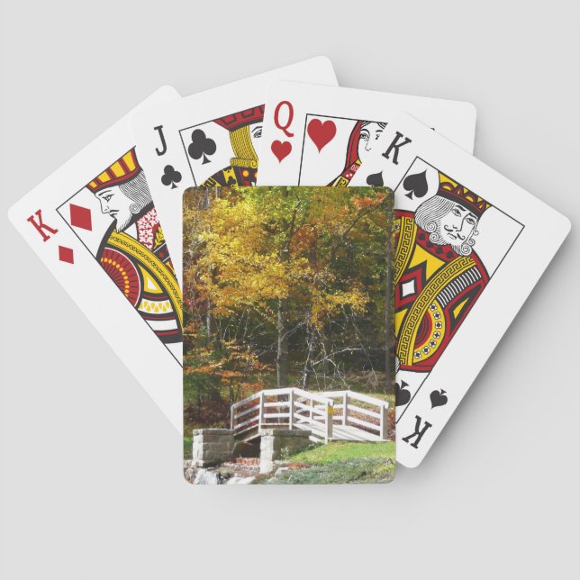 Seven Springs Fall Bridge I Autumn Landscape Poker Cards (Back)