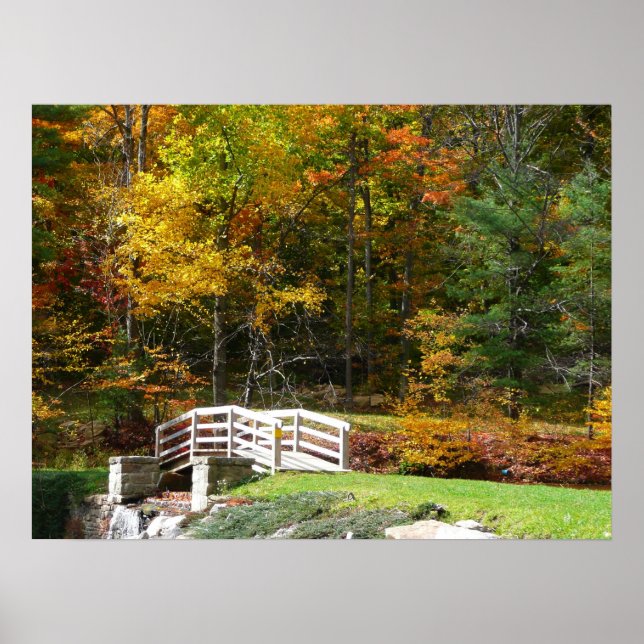 Seven Springs Fall Bridge I Autumn Landscape Poster (Front)