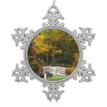 Seven Springs Fall Bridge I Autumn Landscape Snowflake Pewter Christmas Ornament
