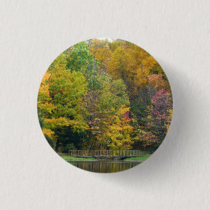 Seven Springs Fall Bridge II Autumn Landscape Button