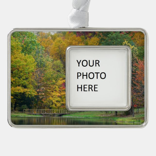 Seven Springs Fall Bridge II Autumn Landscape Christmas Ornament (Front)