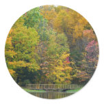 Seven Springs Fall Bridge II Autumn Landscape Classic Round Sticker