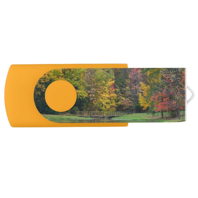 Seven Springs Fall Bridge II Autumn Landscape Flash Drive (Front)