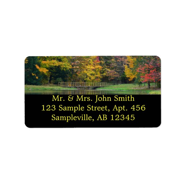 Seven Springs Fall Bridge II Autumn Landscape Label (Front)