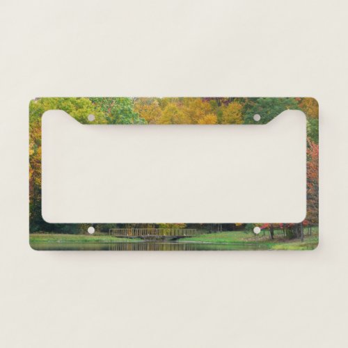 Seven Springs Fall Bridge II Autumn Landscape License Plate Frame