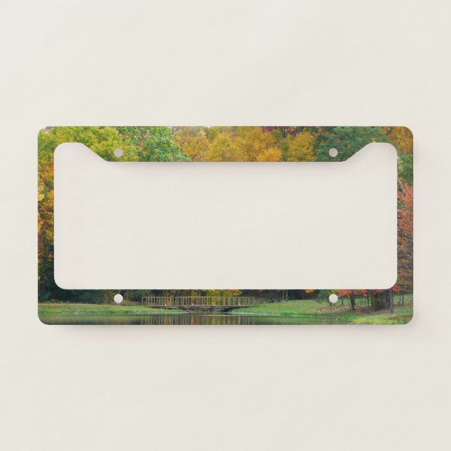 Seven Springs Fall Bridge II Autumn Landscape License Plate Frame (Front)