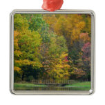 Seven Springs Fall Bridge II Autumn Landscape Metal Ornament