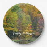 Seven Springs Fall Bridge II Autumn Landscape Paper Plates