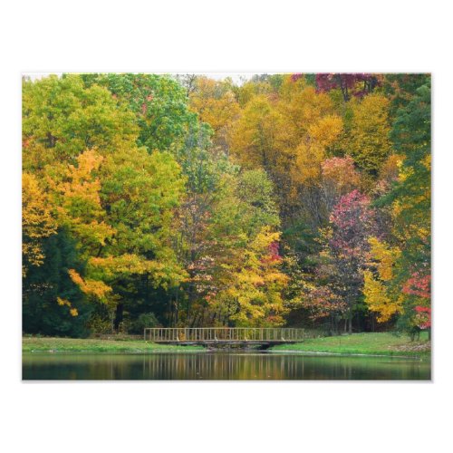 Seven Springs Fall Bridge II Autumn Landscape Photo Print