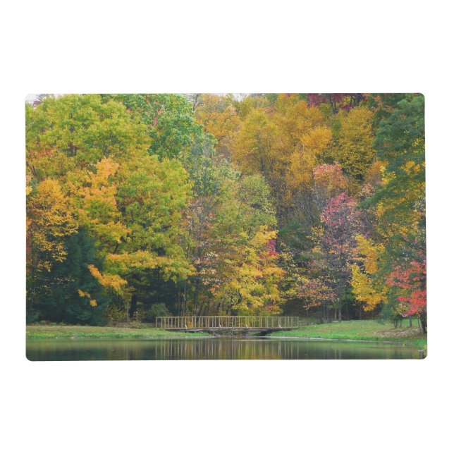 Seven Springs Fall Bridge II Autumn Landscape Placemat (Front)