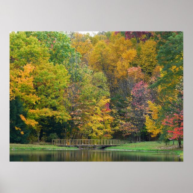 Seven Springs Fall Bridge II Autumn Landscape Poster (Front)