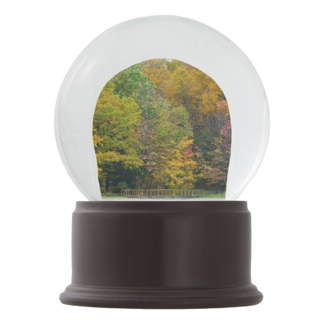 Seven Springs Fall Bridge II Autumn Landscape Snow Globe (Front)