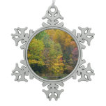 Seven Springs Fall Bridge II Autumn Landscape Snowflake Pewter Christmas Ornament