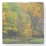 Seven Springs Fall Bridge II Autumn Landscape Stone Coaster