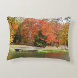 Seven Springs Fall Bridge III Autumn Landscape Accent Pillow