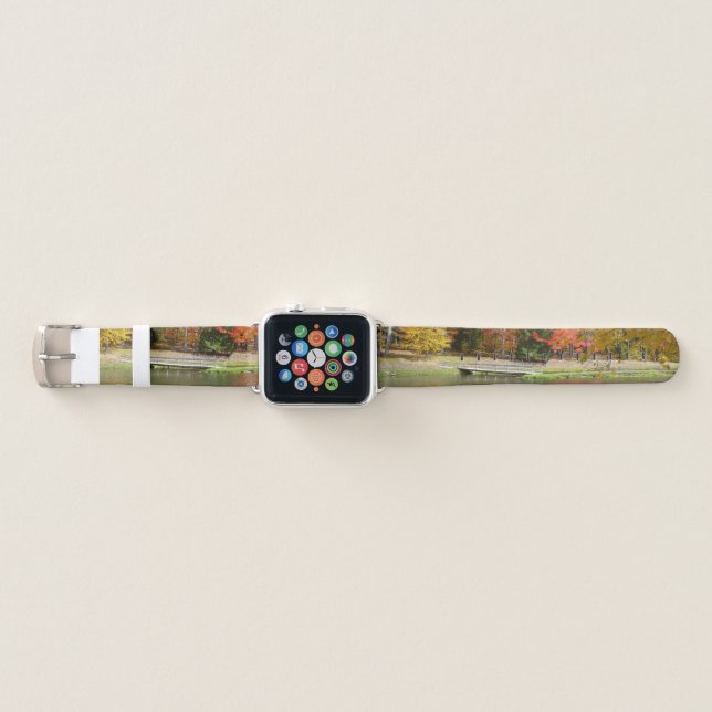 Seven Springs Fall Bridge III Autumn Landscape Apple Watch Band (Front)