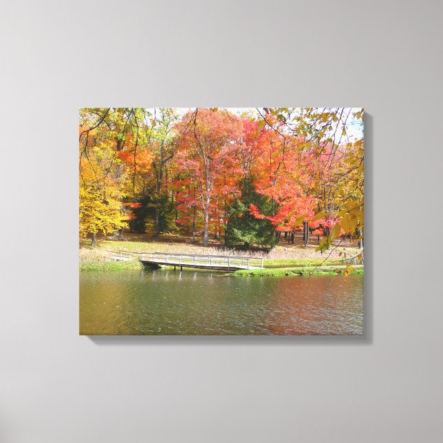 Seven Springs Fall Bridge III Autumn Landscape Canvas Print (Front)