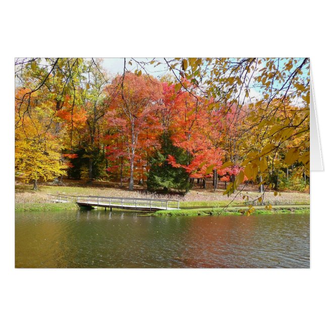 Seven Springs Fall Bridge III Autumn Landscape Cards (Front Horizontal)