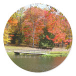Seven Springs Fall Bridge III Autumn Landscape Classic Round Sticker