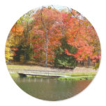 Seven Springs Fall Bridge III Autumn Landscape Classic Round Sticker