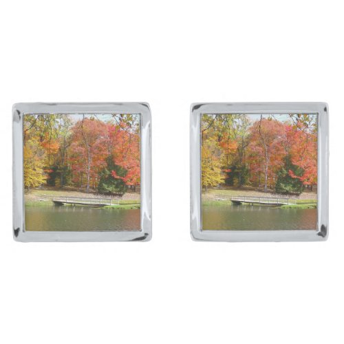 Seven Springs Fall Bridge III Autumn Landscape Cufflinks