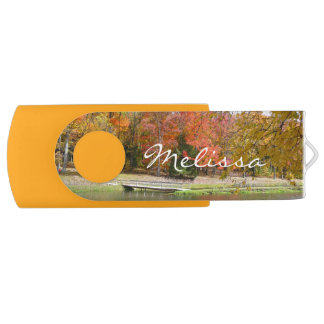 Seven Springs Fall Bridge III Autumn Landscape Flash Drive