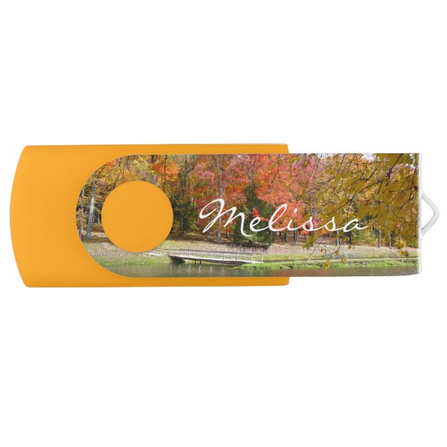 Seven Springs Fall Bridge III Autumn Landscape Flash Drive (Front)