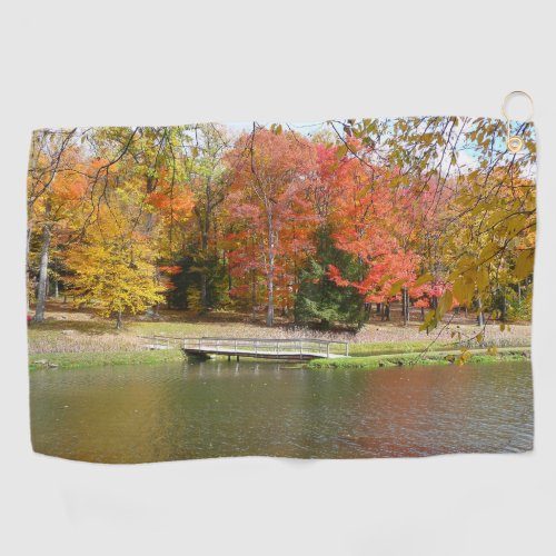 Seven Springs Fall Bridge III Autumn Landscape Golf Towel