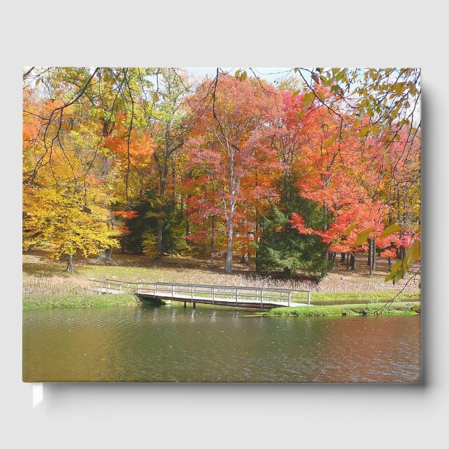 Seven Springs Fall Bridge III Autumn Landscape Guest Book (Front)