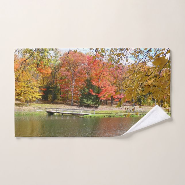 Seven Springs Fall Bridge III Autumn Landscape Hand Towel (Hand Towel)