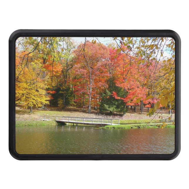 Seven Springs Fall Bridge III Autumn Landscape Hitch Cover (Front)