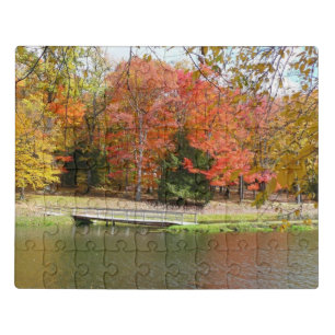 Seven Springs Fall Bridge III Autumn Landscape Jigsaw Puzzle