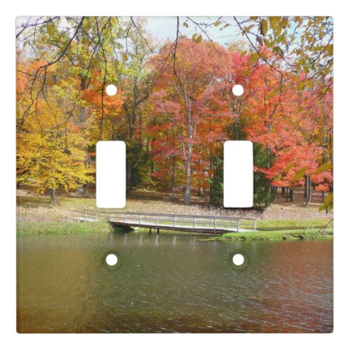 Seven Springs Fall Bridge III Autumn Landscape Light Switch Cover