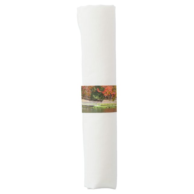 Seven Springs Fall Bridge III Autumn Landscape Napkin Bands (Front)