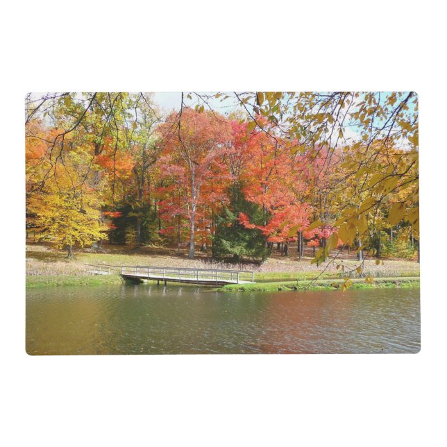 Seven Springs Fall Bridge III Autumn Landscape Placemat (Front)