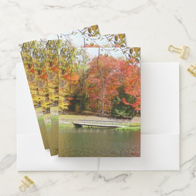 Seven Springs Fall Bridge III Autumn Landscape Pocket Folder (In Situ)