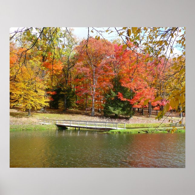 Seven Springs Fall Bridge III Autumn Landscape Poster (Front)