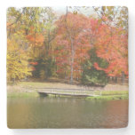 Seven Springs Fall Bridge III Autumn Landscape Stone Coaster