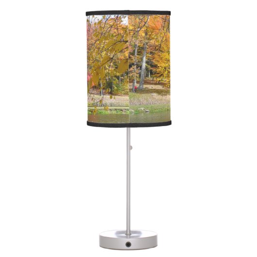 Seven Springs Fall Bridge III Autumn Landscape Table Lamp (Back)