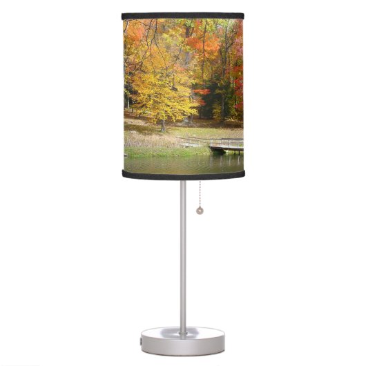 Seven Springs Fall Bridge III Autumn Landscape Table Lamp (Left)