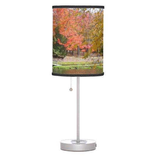Seven Springs Fall Bridge III Autumn Landscape Table Lamp (Right)