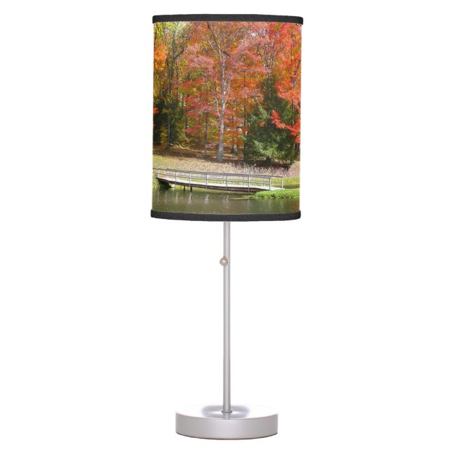 Seven Springs Fall Bridge III Autumn Landscape Table Lamp (Front)
