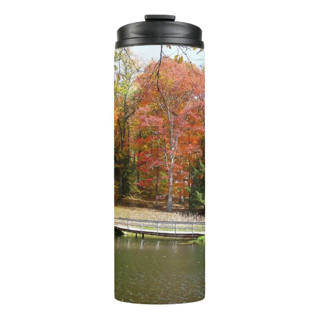 Seven Springs Fall Bridge III Autumn Landscape Thermal Tumbler (Front)